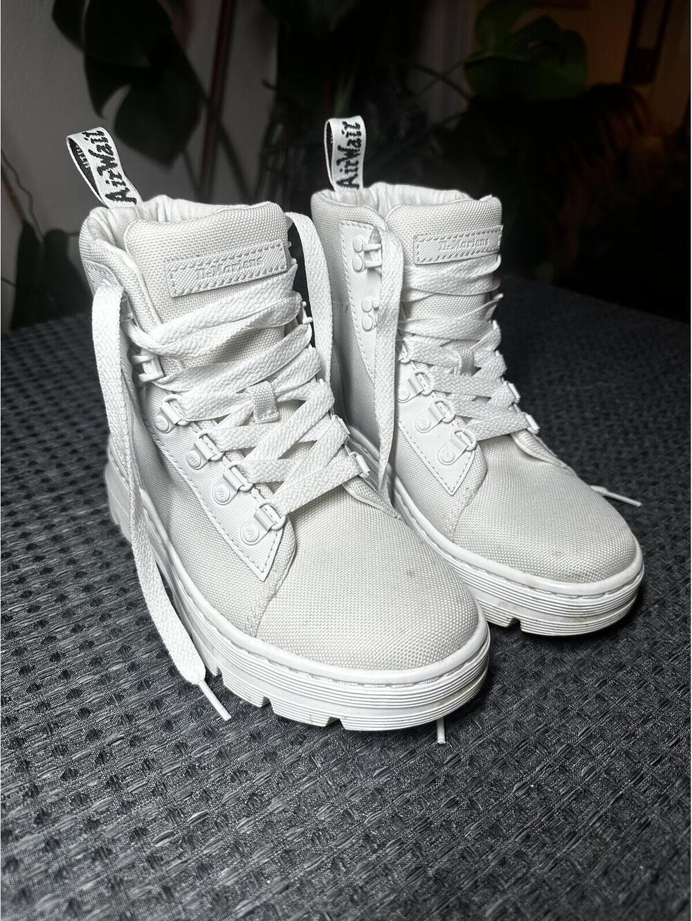White Doc Marten Airwair Canvas Combat Boots